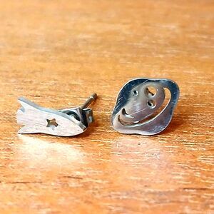 Dainty Minimalist Cosmic Stud Earrings, Saturn Rocket Space